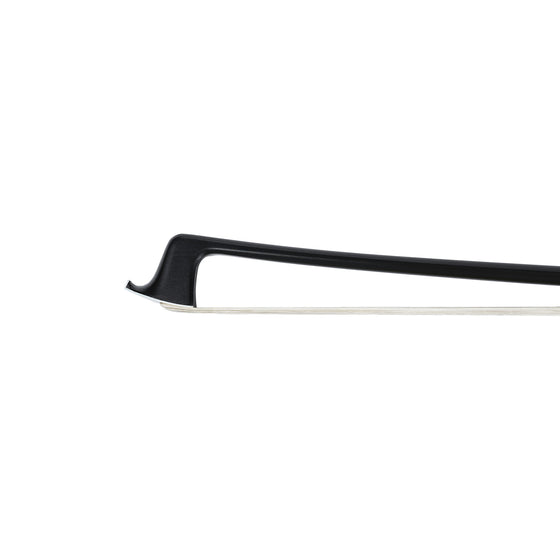 NeoTek Carbon Composite viola bow tip, featuring black matte finish stick and white horsehair