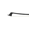 NeoTek Plus Carbon Fiber French style bass bow tip, featuring black matte finish stick and white horsehair