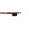 Forte Brazilwood Plus French style bass bow fully-mounted Ebony frog front view, featuring octagonal stick, Nickel Silver winding, Parisian eye, Abalone slide and white horsehair