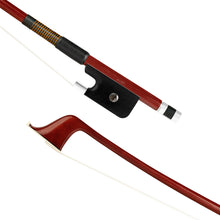  Forte Brazilwood Plus French style bass bow tip and fully-mounted Ebony frog front view, featuring octagonal stick, Nickel Silver winding, Parisian eye, Abalone slide and white horsehair
