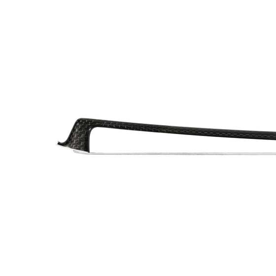 NeoTek Pro Carbon Fiber violin bow tip, featuring weaving pattern stick and white horsehair