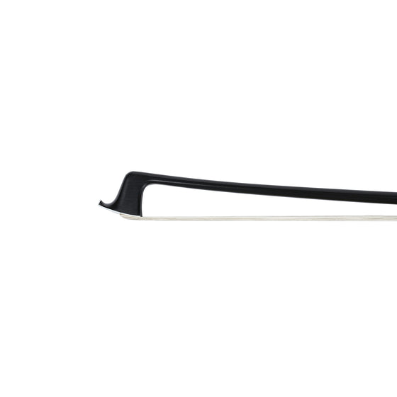 NeoTek Carbon Composite violin bow tip, featuring black matte finish stick and white horsehair