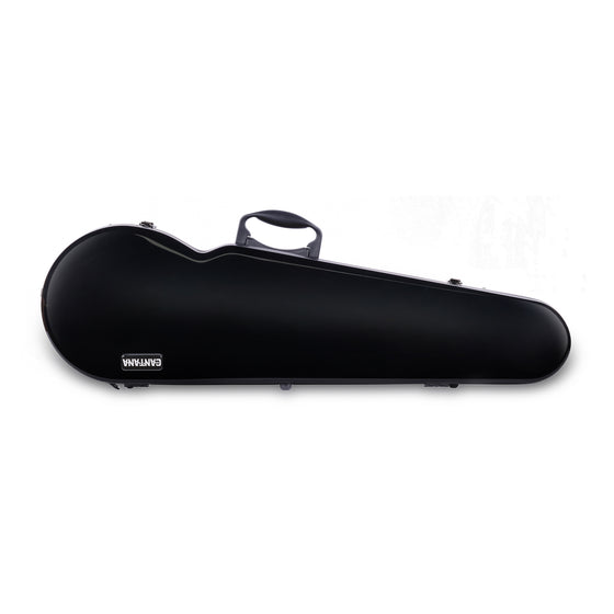 Cantana HiTech contour violin case top view high gloss black finish with a handle