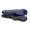 Cantana HiTech Contour violin case open view with a violin, two bows and a shoulder rest