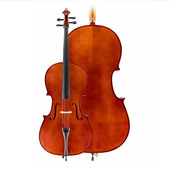 Lombardo Avance I cello solid top and solid back with ebony fittings and carbon fiber tailpiece