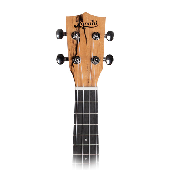 Konani Ukulele K10 Spalted Maple Soprano Headstock & Fingerboard