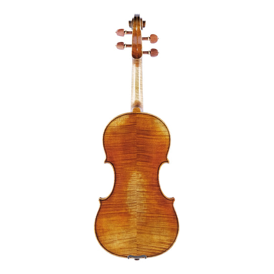 LOMBARDO "Cannone" Guarneri Violin Back, copy of Guarneri Del Gesu Cannone, featuring antique varnish, Rosewood fittings, and Solid flamed Maple back